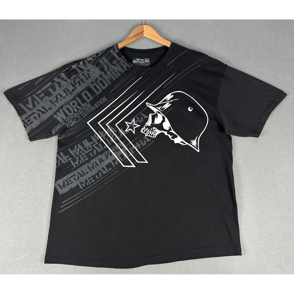 Metal Mulisha Shirt 2XL Black Faded General Skull Helmet Y2K Motocross Punk